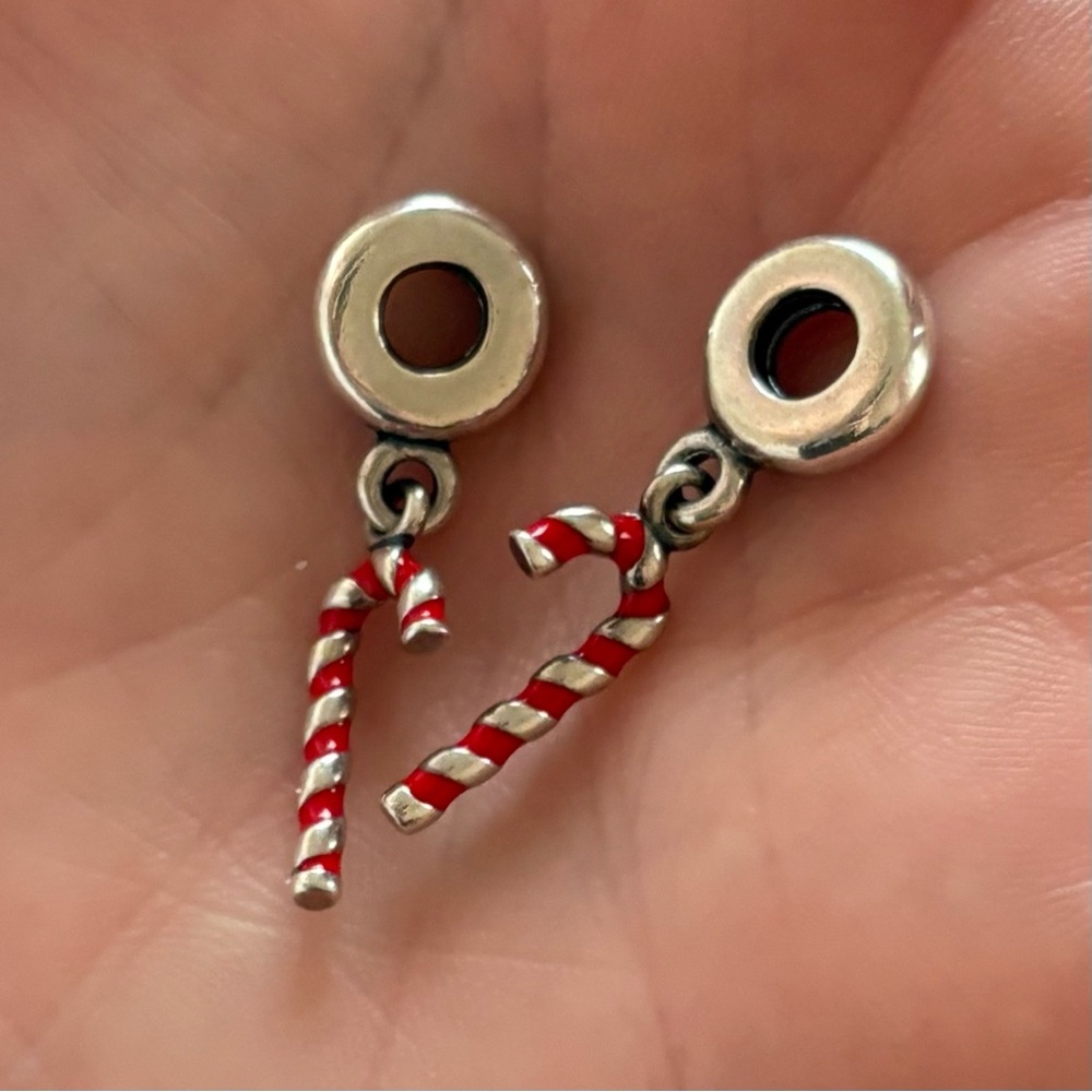 Set of Two Pandora Candy Cane Dangle Charms